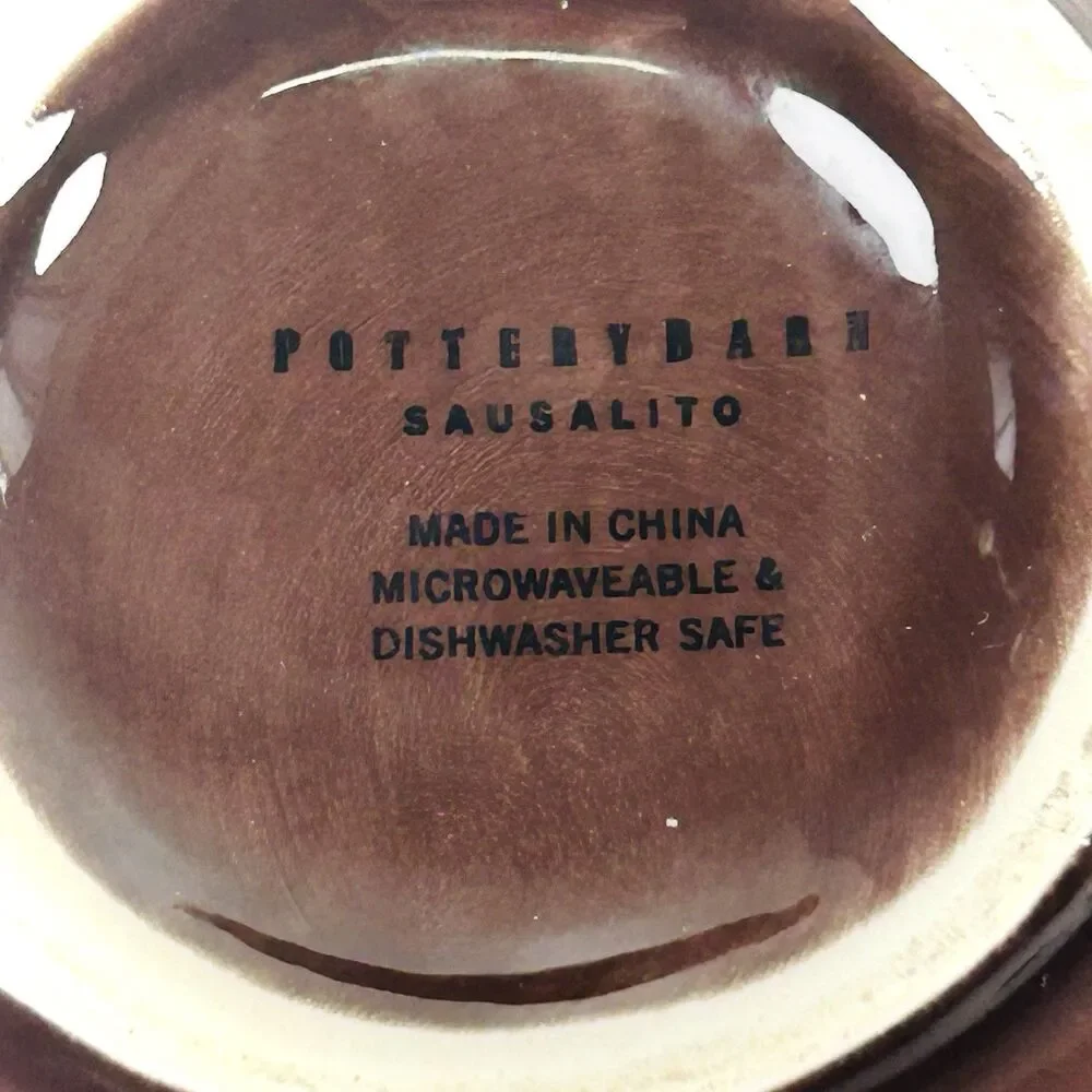 Set Of 2 Pottery Barn Sausalito Dark Chocolate Brown Cereal Soup Bowls 6